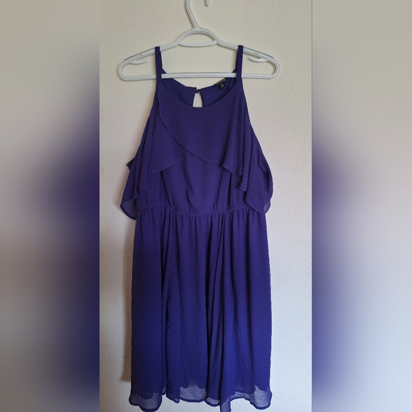 Blue/Purple Cold Shoulder Dress - Picture 5 of 5